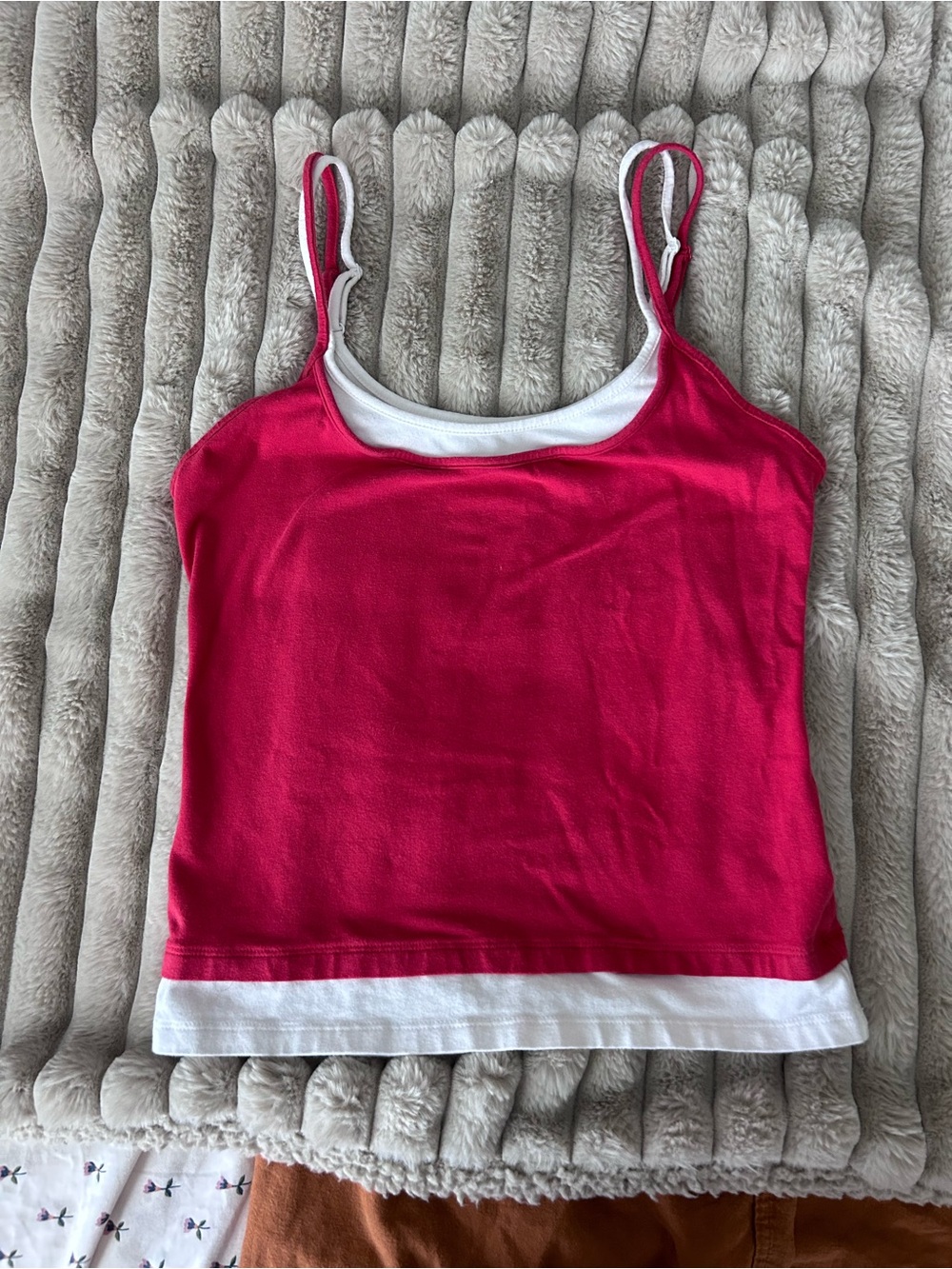 American Eagle Outfitters Hot Pink Layered Cami with White Trim